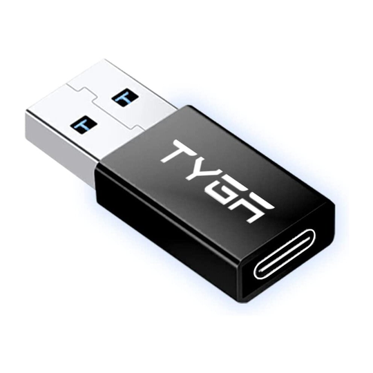 TYGA Store USB Type C Female to USB Type A Male Adapter 5Gbps 3.0/3.1, Sync, Transfer, Charge, Plug & Play (1, Black)
