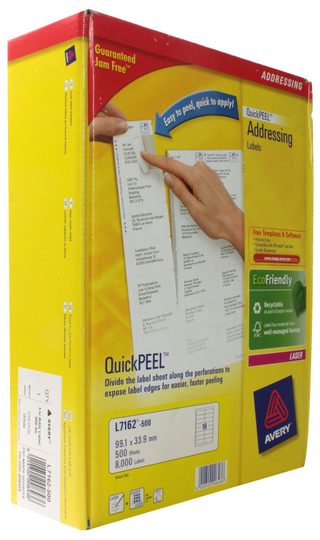 AVERY ADDR LBL WHT PK500 L7162-500 FPC