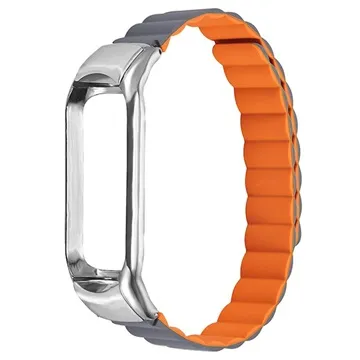 Xiaomi Mi Band 5/6 Magnetic Silicone Sports Strap - Orange / Grey