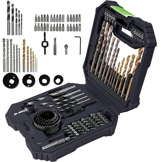 Mylek 56 Piece Drill Bit And Screwdriver Accessory Set With Storage Case