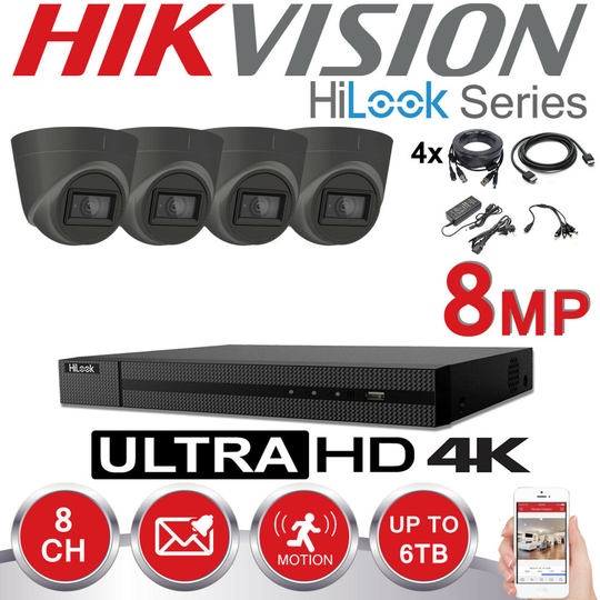 HIKVISION 8MP CCTV 4K UHD DVR 8CH OUTDOOR 4X VIVID HD CAMERA KIT(1TB)