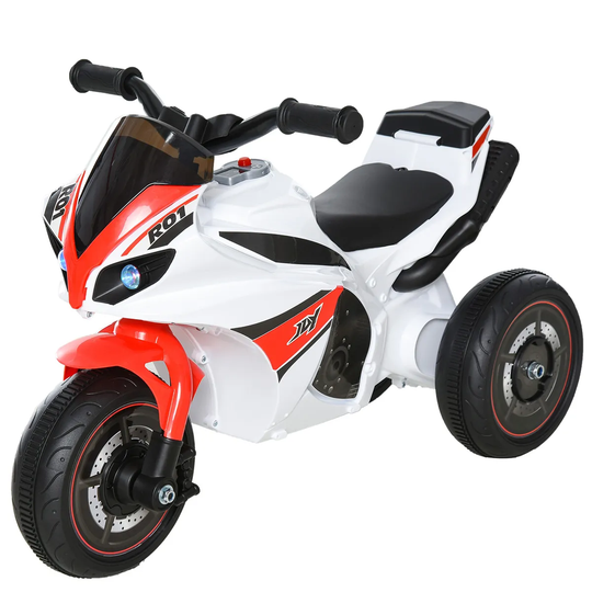 Reiten Kids Ride-On Bike Motorcycle with Music & Lights - Red/White