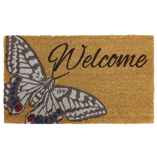 JVL 'Butterfly' Garden Theme Latex Backed Doormat - 45x75cm