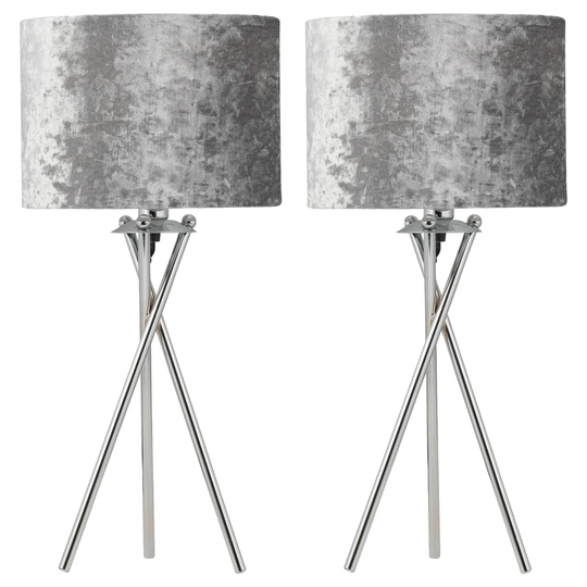 Taylorsville 52Cm Polished Chrome Tripod Table Lamp Set