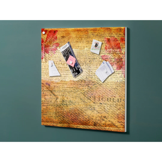 Notiz Motive Writings Flowers Magnetic Wall Mounted Cork Board