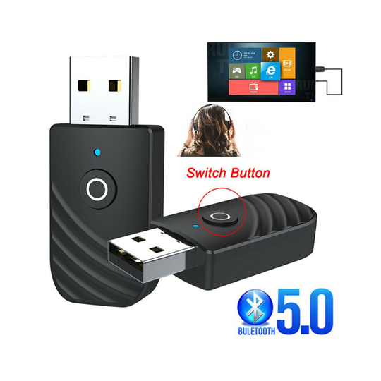 3 In 1 USB Bluetooth V 5.0 Wireless Dongle Adapter Receive & Transmit For PC TV