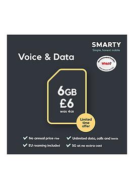 Smarty 4Gb Data, Unlimited Calls And Texts With Eu Roaming Included, One Month Sim, No Contract And 5G At No Extra Cost