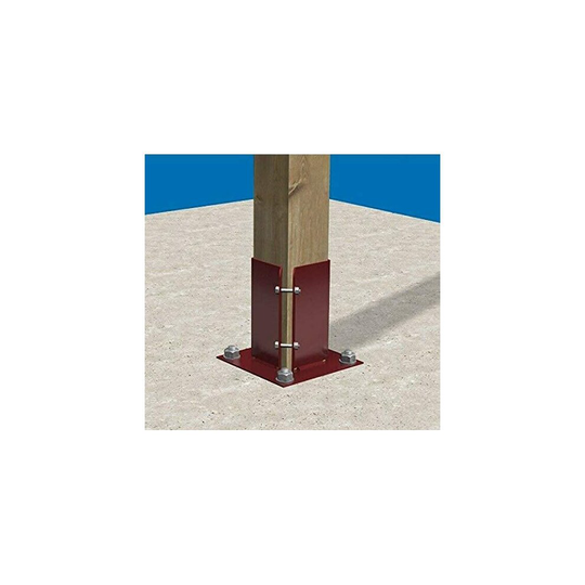 1 x 100mm x 100mm Galvanised Steel Bolt Down Square Fence Post Support