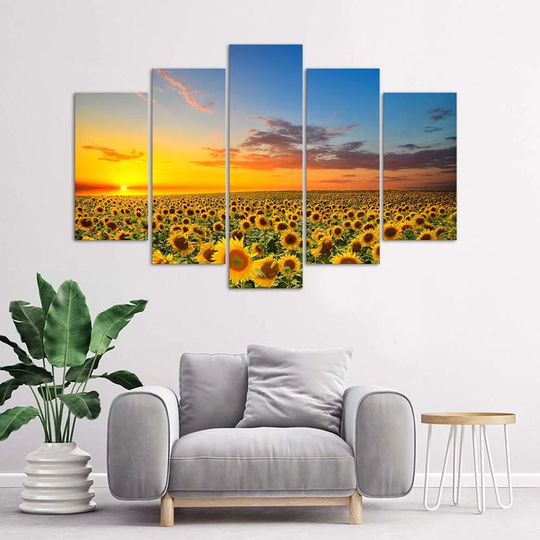 Canvas Print Sunflowers Sunset