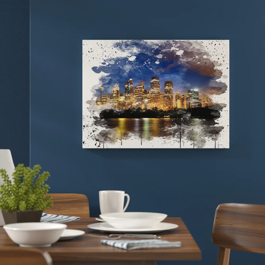 'Sydney Australia Skyline at Night' Graphic Art Print Poster