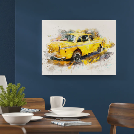 'Retro Yellow Taxi Cab' Graphic Art Print Poster