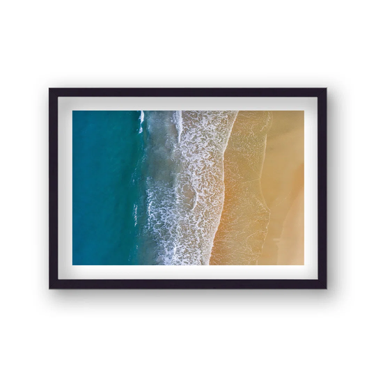 Aerial Ocean Onto Beach