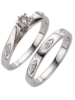 Love Diamond 9Ct White Gold 5 Point Diamond Bridal Set