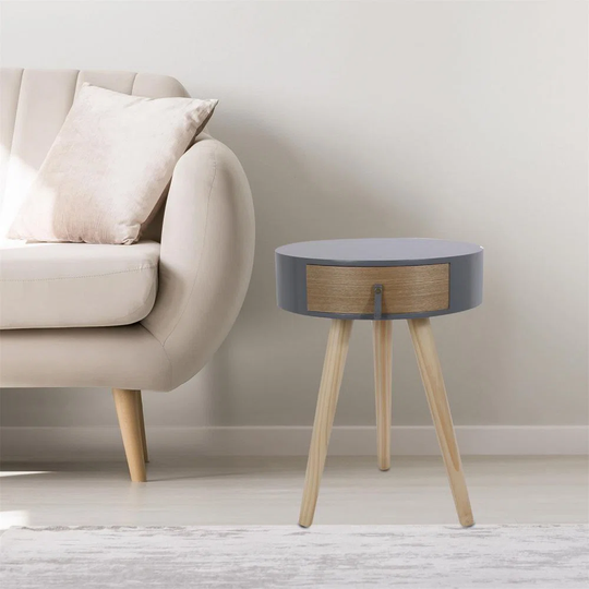 Chevet En Bois Scandinave Nora Gris