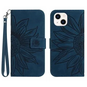 Sunflower Series iPhone 14 Plus Wallet Case - Dark Blue