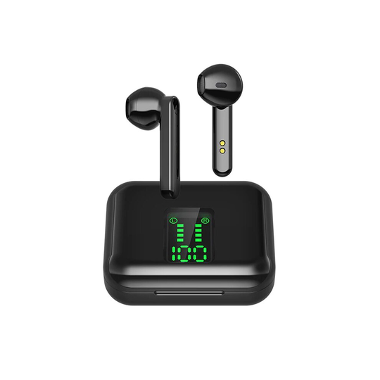(BLACK) L12 TWS Bluetooth 5.0 Wireless Earphones Touch Digital Display