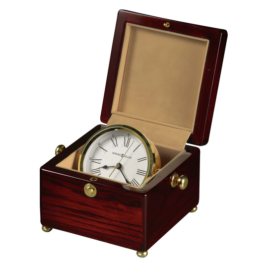 Bailey Traditional Analog Wood Quartz Tabletop Clock in Rosewood/Brass