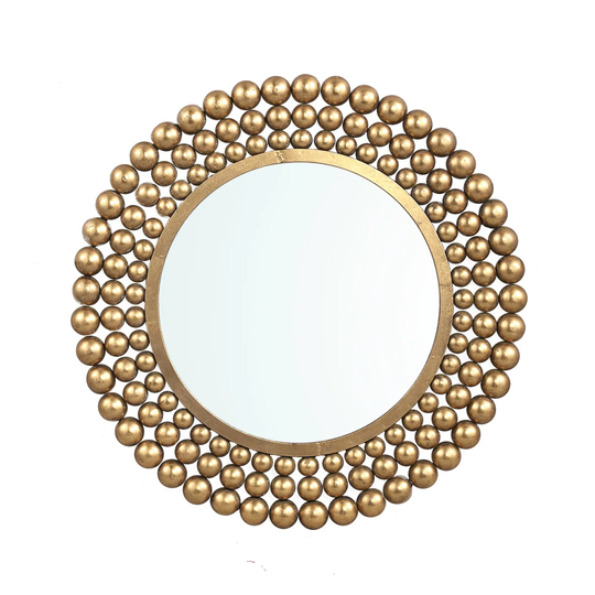 Jakeman Round Metal Framed Wall Mounted Accent Mirror in Gold