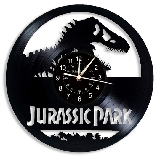 (NO LED) Jurassic Vinyl Record Wall Quartz Clock | Home Decor Clock Unique Gifts for Kids | Clock WIth Or Without LED To Choose