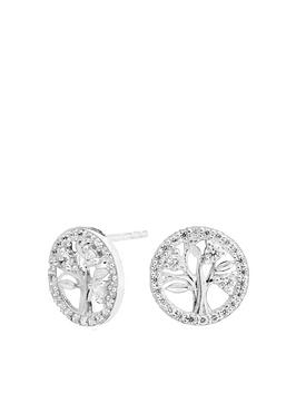 Simply Silver Sterling Silver 925 With Cubic Zirconia Tree Of Life Earrings