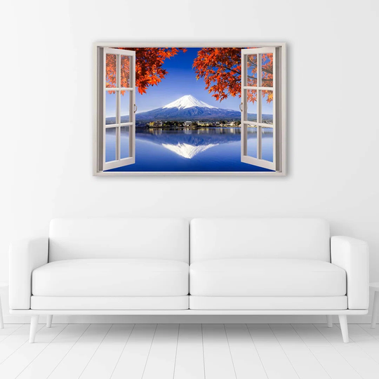 Canvas Print Window View Mount Fuji