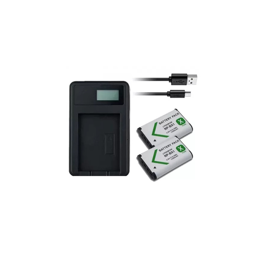 USB Battery Charger and 2 Batteries For Sony CyberShot DSC-HX90 Camera