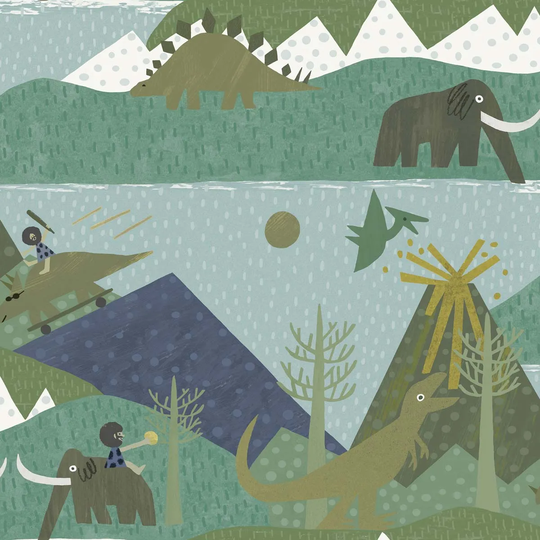 Holden Decor Prehistoric Teal Wallpaper