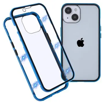 iPhone 14 Plus Magnetic Case with Tempered Glass - Blue