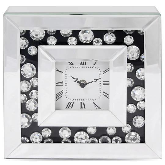 Analog Metal Quartz Tabletop Clock in Black/White