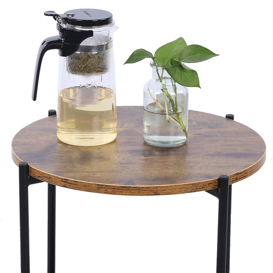 Wrought Iron Side Table Sofa End Tables With Fabric Storage For Coffee Living Room Small Space