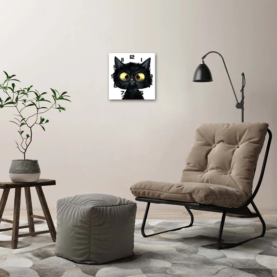 Jervin Cat Illustration Silent Wall Clock