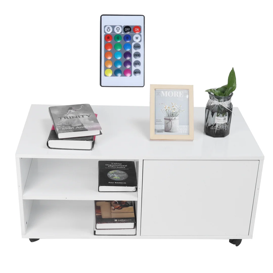 Ermanna Wheel Coffee Table with Storage