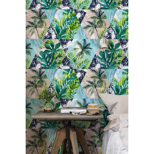 Jarus Geometric Tropic Palm Trees Hexagon Wallpaper