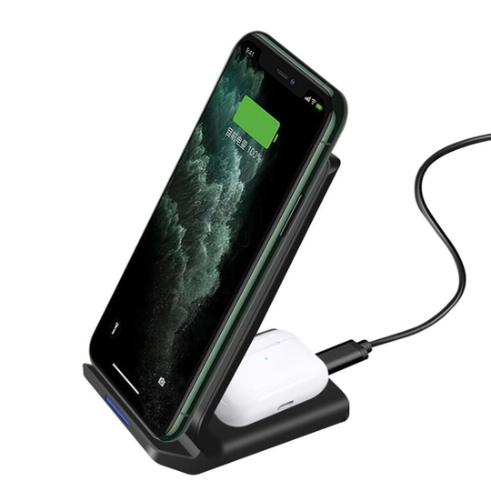 (2 in 1 Black) 4 In 1 Qi 15w Fast Wireless Charger For Iphone 12 11 Xs Xr 8 X 3 In 1 Quick Charging Station For Apple Watch 6 5 4 3 Airpods Pro