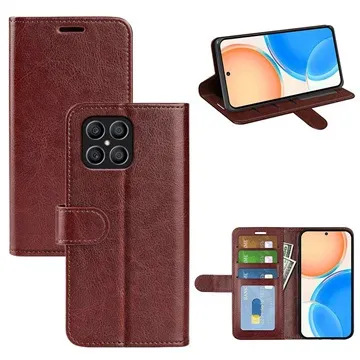 Honor X8 Wallet Case with Magnetic Closure - Brown