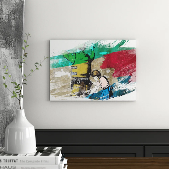 'Banksy Israel Girl Pat Down Graffiti' Graphic Art Print Poster