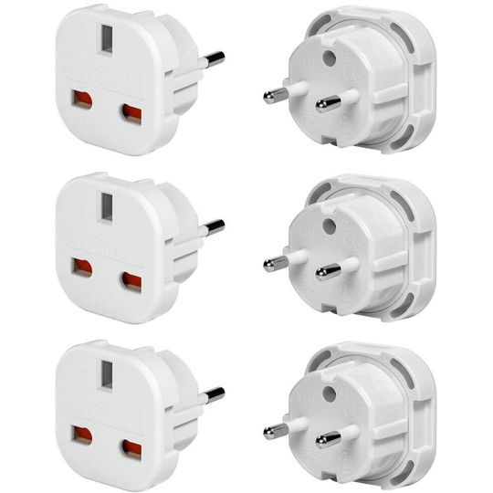 【3 PACKS】UK To EU European Travel Adapter, EUROPE Power Plug Type C for Egypt, Turkey, France, Morocco, Portugal Italy Spain Germany Poland Norway