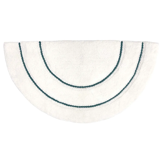 Furn. Semi Circle Braided Cotton Anti-slip Bath Mat Teal