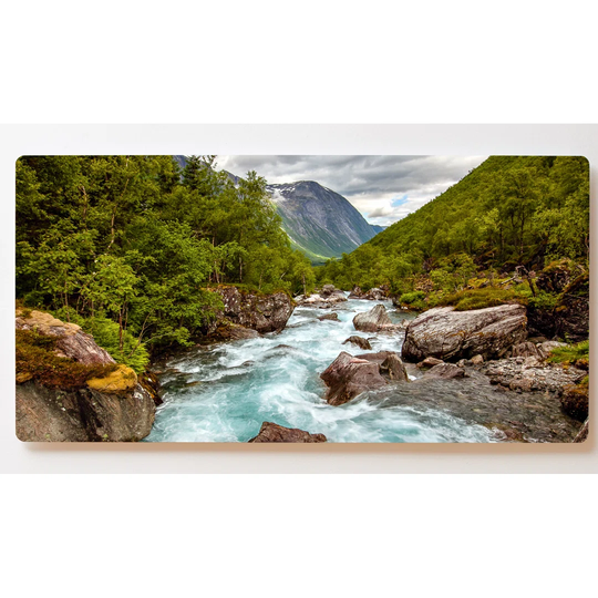Backlight Motive Wall Picture Lake Mountains Forest Magnetic Cork Board
