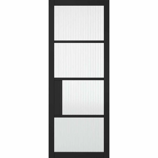 LPD (W) 30 inch Black Chelsea Glazed 4L Reeded Internal Door