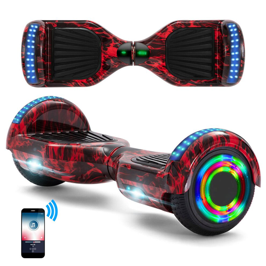 (Flame Red) Hoverboard 6.5'' Smart Self-Balancing Scooter with Bluetooth & LED Lights Best Gifts