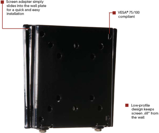 Flat-to-wall Mount For LCD Screens 10" - 24"