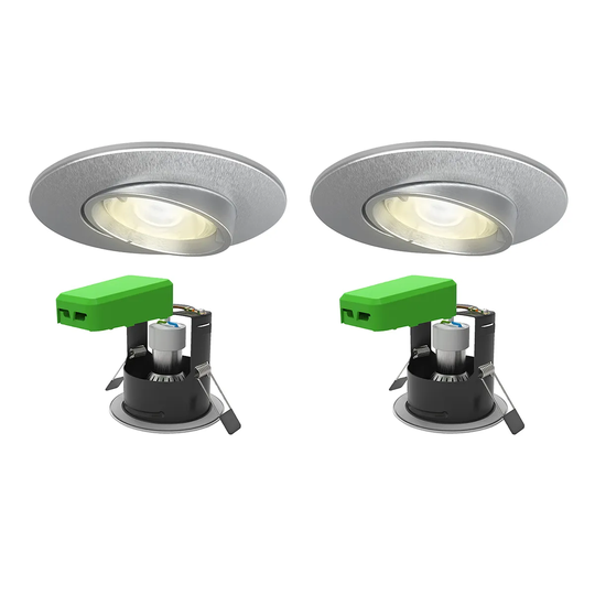 4lite WiZ Satin Chrome Smart Adjustable Downlight with IP20 GU10 WiFi & Bluetooth - Twin Pack