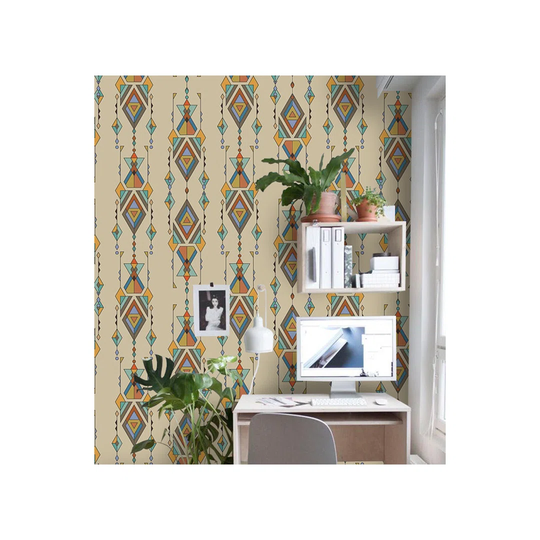 Clendon Aztec Mexican Orangebrown Wallpaper