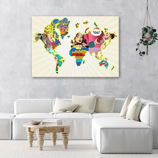 Canvas Print Pop Art World Map