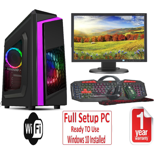 Fast Gaming PC Bundle - Core i5 8GB RAM 1TB GT710 2GB 19'' Monitor F3 PURPLE RAINBOW