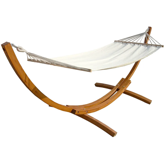 Charles Bentley Cream Canvas Hammock With Wooden Arc Stand
