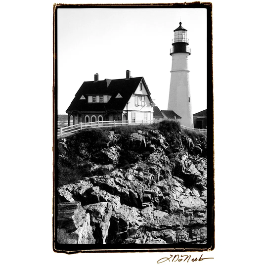 Portland Headlight I on FAP by Laura DeNardo - Wrapped Canvas Photograph