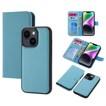 iPhone 14 Plus Magnetic Detachable Wallet Case - Blue