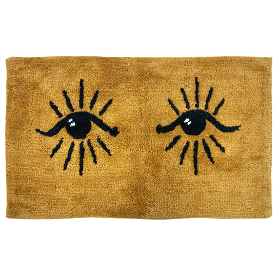 Furn. Theia Tufted Cotton Woven Anti-slip Bath Mat Ochre/Black
